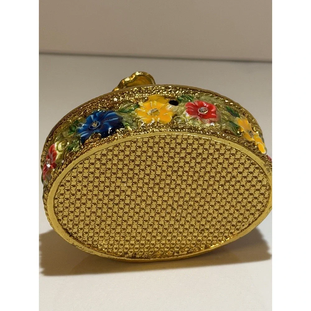 Butterfly & Flowers Trinket Box Gold Jewely Small Magnetic Closure